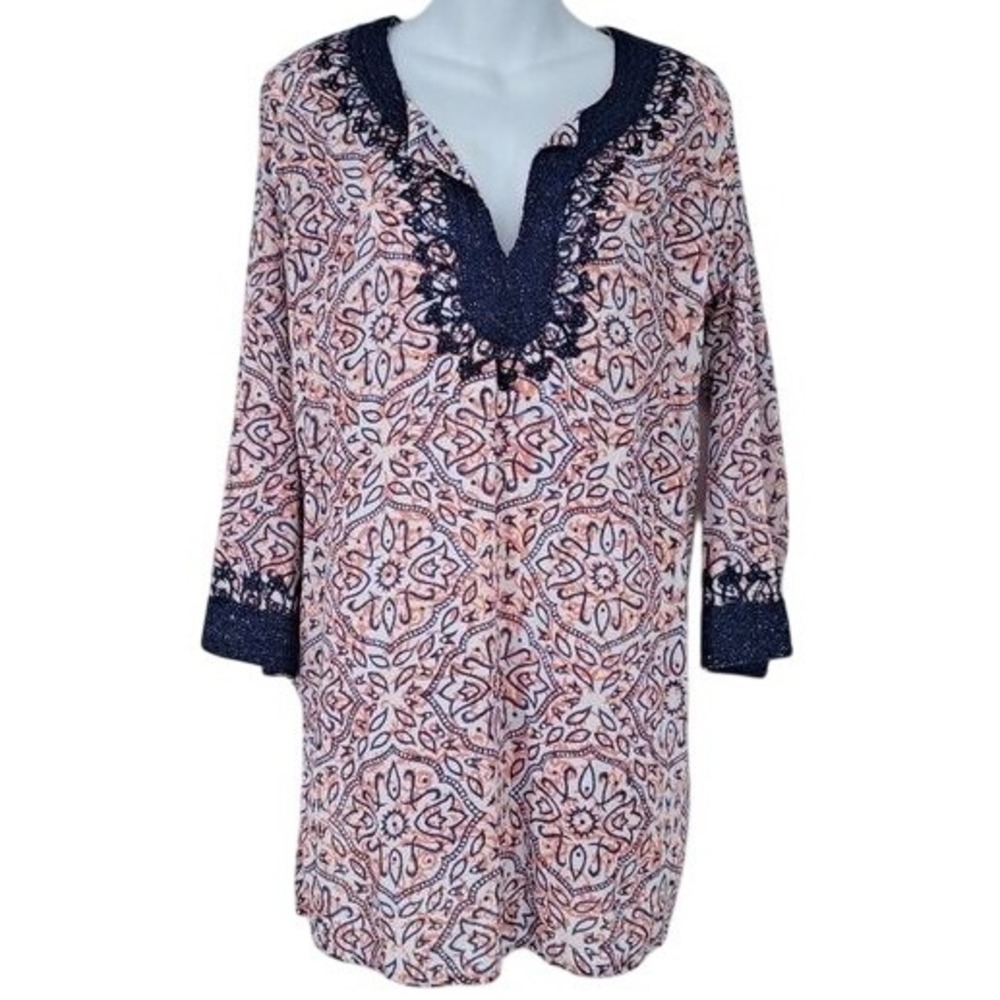 Roberta Roller Rabbit Longline Embroidered Beach Cover Tunic Women's Size Medium